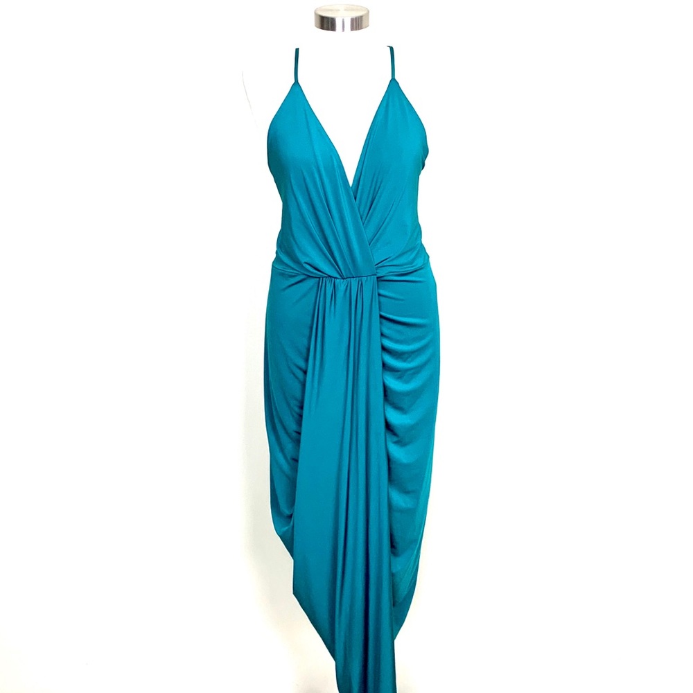 NWOT Sexy Teal Dress w/ Tulip Draping / XL